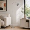 Brilliant Booglamp Helen, moderne halfronde kap in chroom, voor naast de bank