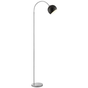 Brilliant Leuchten Booglamp Helen naast de bank met moderne halfronde zwarte metalen kap