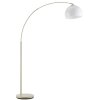 Brilliant Leuchten Booglamp Vessa, gebogen arm, draaibare kop, witte halfronde kap