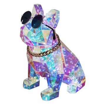 Brilliant LED tafellamp Gaston als helder transparante Franse bulldog, 3000 Kelvin warmwit
