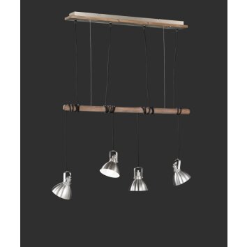 Trio TIMBER Hanglamp Hout donker, 4-lichts