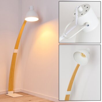 Higashi Staande lamp Hout licht, Wit, 1-licht