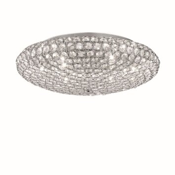 Ideallux KING Plafondlamp Chroom, Kristaloptiek, 9-lichts