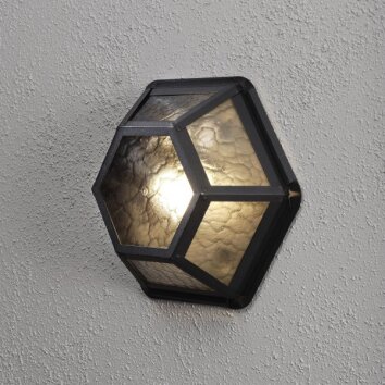 Konstsmide Castor Muur en plafond verlichting Zwart, 1-licht
