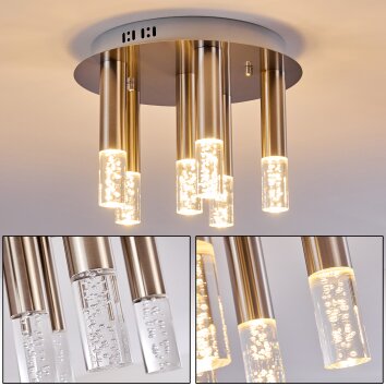 Basvuly Plafondlamp LED Nikkel mat, 6-lichts