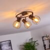 Kenia Plafondlamp Grijs, Zwart, 3-lichts