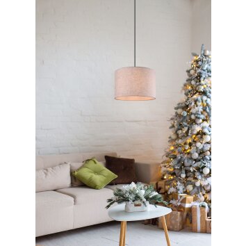 Trio Elmau Hanglamp Donkerbruin, Nikkel mat, 1-licht