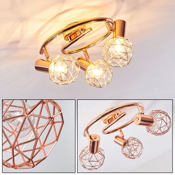 Palmira Plafondlamp Koperkleurig, 3-lichts