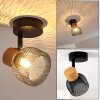 Grongroft Plafondlamp Hout licht, Zwart, 1-licht