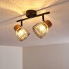 Grongroft Plafondlamp Hout licht, Zwart, 2-lichts