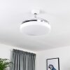 Bendigo plafondventilator LED Chroom, Transparant, Helder, Wit, 1-licht
