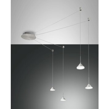 Fabas Luce Isabella Hanglamp LED Chroom, Nikkel mat, 4-lichts