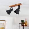 Berkeley Plafondlamp Hout donker, Zwart, 2-lichts
