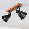 Berkeley Plafondlamp Hout donker, Zwart, 2-lichts