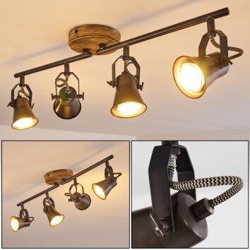 Skodsbol Plafondlamp Grijs, lichtbruin, Staal geborsteld, 4-lichts