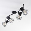 Bardhaman Plafondlamp Zwart, 4-lichts