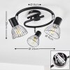 Burkal Plafondlamp Chroom, Zwart, 3-lichts