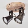 Skodsbol Plafondlamp Antraciet, Hout licht, 2-lichts