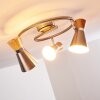 Pulau Plafondlamp Hout licht, Nikkel mat, 3-lichts