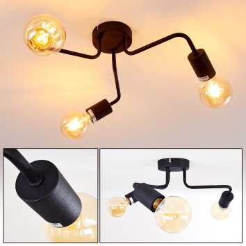 Valcolla Plafondlamp Zwart, 3-lichts