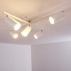 Zuoz Plafondlamp Chroom, Wit, 5-lichts
