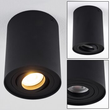Quimper Plafondlamp Zwart, 1-licht