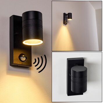 Froslev Buiten muurverlichting LED Zwart, 1-licht, Bewegingsmelder