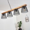 Rhodes Hanglamp Hout donker, Zwart, 4-lichts
