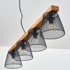 Rhodes Hanglamp Hout donker, Zwart, 4-lichts
