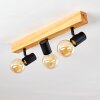 Barbengo Plafondlamp Hout licht, Zwart, 3-lichts