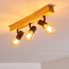 Barbengo Plafondlamp Hout licht, Zwart, 3-lichts