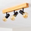 Barbengo Plafondlamp Hout licht, Zwart, 3-lichts