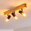 Barbengo Plafondlamp Hout licht, Zwart, 3-lichts