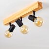 Barbengo Plafondlamp Hout licht, Zwart, 3-lichts