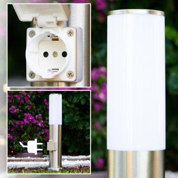 Caserta Staande lamp, Pad licht Roestvrijstalen kleur, Wit, 1-licht