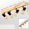 Barbengo Plafondlamp Hout licht, Zwart, 4-lichts