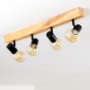 Barbengo Plafondlamp Hout licht, Zwart, 4-lichts
