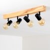 Barbengo Plafondlamp Hout licht, Zwart, 4-lichts