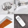 Vevey plafondventilator Hout licht, Nikkel mat, Zilver, 2-lichts, Afstandsbediening