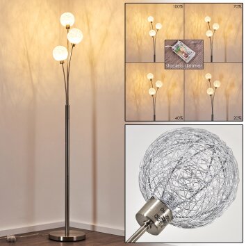 Bernado Staande lamp Nikkel mat, 3-lichts