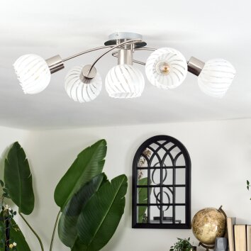 Globo WILLY Plafondlamp Nikkel mat, 5-lichts