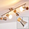 Pulau Plafondlamp Hout licht, Nikkel mat, 4-lichts