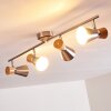 Pulau Plafondlamp Hout licht, Nikkel mat, 4-lichts