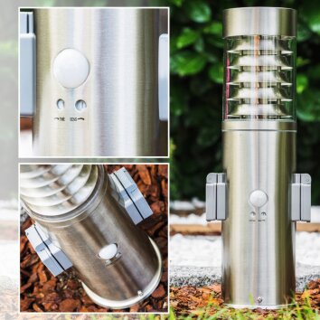 Dakar Plint licht, Staande lamp Roestvrijstalen kleur, 1-licht, Bewegingsmelder