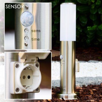 Caserta Plint licht, Staande lamp, Pad licht roestvrij staal, 1-licht, Bewegingsmelder