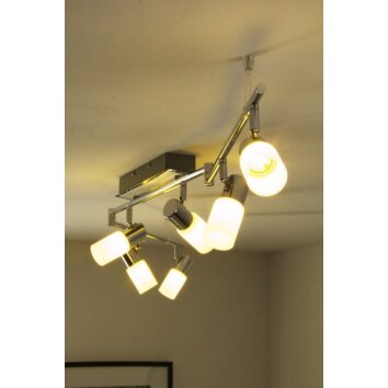 Trio CLAPTON Plafondlamp LED Aluminium, Chroom, roestvrij staal, 6-lichts
