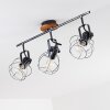 Sundsvall Plafondlamp Hout donker, Zwart, 3-lichts