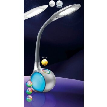 Globo TARRON Tafellamp LED Zilver, Transparant, Helder, 3-lichts