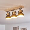 Orny Plafondlamp Antraciet, Hout licht, 3-lichts