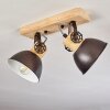 Orny Plafondlamp Antraciet, Hout licht, 2-lichts